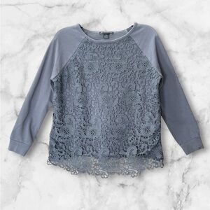 Adrianna Papell Gray Floral Lace Overlay
Pullover Sweater Sweatshirt Size S